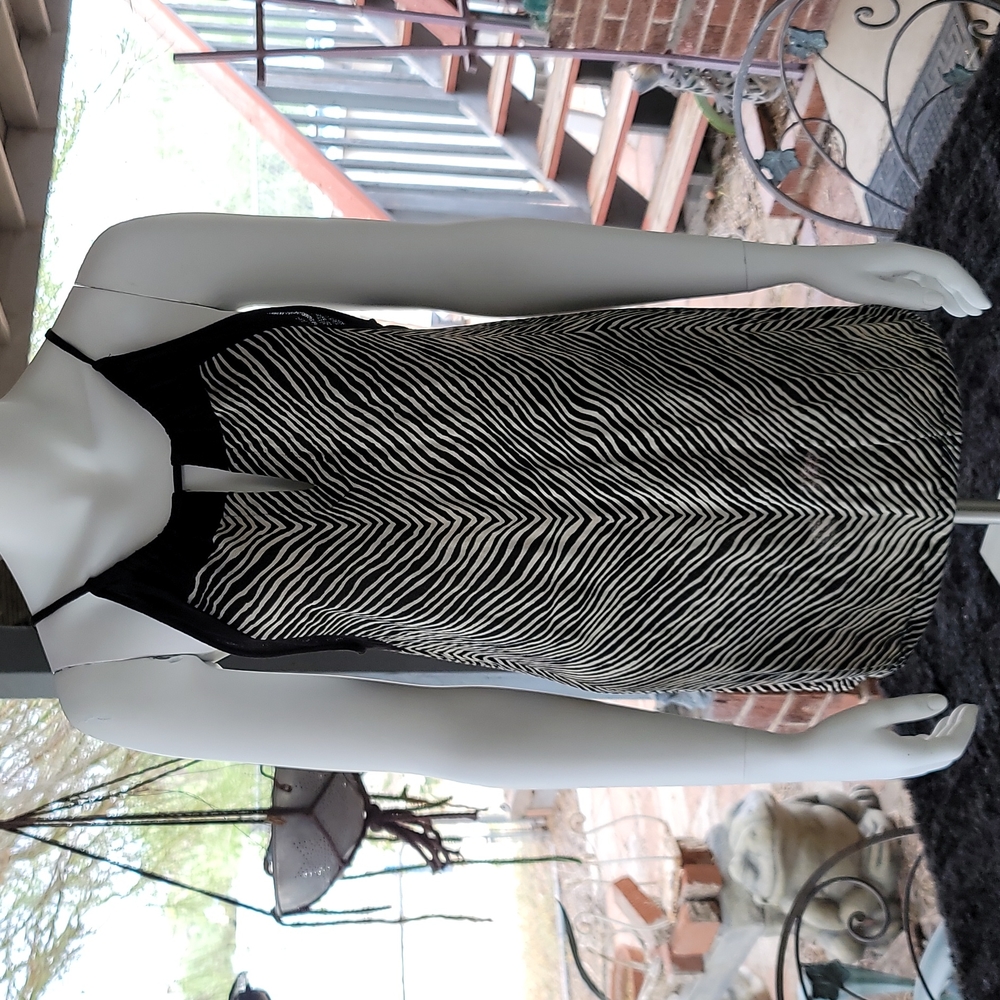 Zebra Ann Taylor Keyhole Long Halter Summer Top L